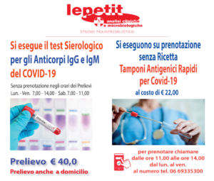 Test sierologici e tamponi rapidi