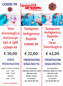 Test sierologici e tamponi rapidi